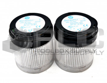LOT OF 2 ALLEN BRADLEY 855T-B24TL7 /C STACK LIGHT CLEAR LED STEADY 855TB24TL7