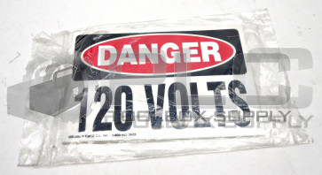 PACKAGE OF 30 NEW EMED CO. QS3280 DANGER 120 VOLTS VOLTAGE WARNING LABEL 