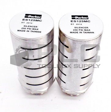 LOT OF 2 NEW PARKER SCHRADER BELLOWS ES125MC MUFFLER 1-1/2" NPT