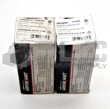 LOT OF 2 NEW COOPER ARROW HART AH5269 ULTRA GRIP CONNECTOR 15A 125V 2P3W STR BW