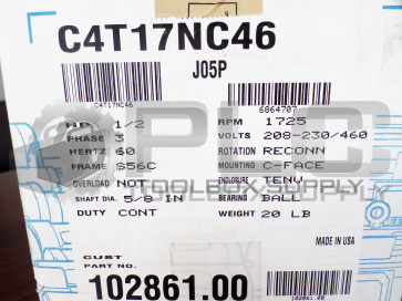 NEW LESSON C4T17NC46 MOTOR 1/2 HP 1725 RPM 3 PH SEALED