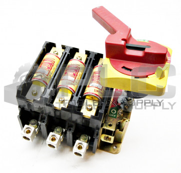 ALLEN BRADLEY 194R-NJ200P3 DISCONNECT SWITCH w/ JKS-110 FUSES w/ 194R-HM4E
