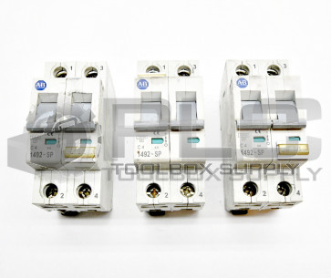 LOT OF 3 ALLEN BRADLEY 1492-SP2C040 /C CIRCUIT BREAKER 4AMP 2POLE 415VAC SER C