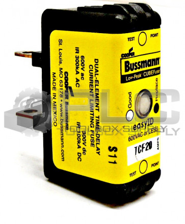 NEW BUSSMANN TCF20 LOW PEAK CUBE FUSE EASY ID 600VAC OR LESS TIME DELAY