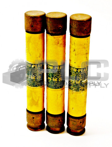 LOT OF 3 NEW BUSSMANN LPS-RK-20 FUSE TIME DELAY LOW PEAK CLASS RK1 20AMP 600VAC