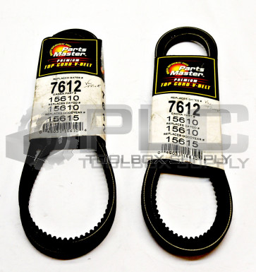 LOT OF 2 NEW PARTS MASTER 7612 V BELT 15610