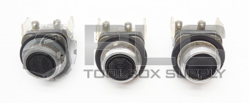 LOT OF 3 ALLEN BRADLEY 800T-A2 /B BLACK PUSH BUTTON W/ 800T-XD1 /C CONTACT BLOCK