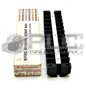 NEW BUCHANAN B112 TERMINAL BLOCK HEAVY DUTY SCREW TERMINAL ONE PIECE 12 CIRCUIT