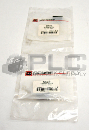 LOT OF 2 NEW EATON CUTLER HAMMER E30KC120 EXTENDED BUTTON BLACK OPEN