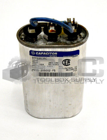 GENERAL ELECTRIC DIELEKTROL 97F6853RC CAPACITOR 36UF 280VAC OVAL