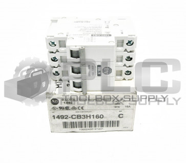 NEW ALLEN BRADLEY 1492-CB3H160 CIRCUIT BREAKER 16A 10HP 3POLE SER C 