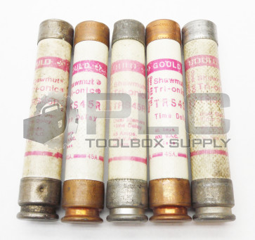 LOT OF 5 GOULD TRS45R TIME DELAY FUSES 45AMP 600VAC
