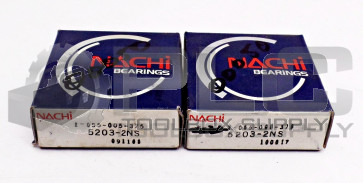 LOT OF 2 NEW NACHI 5203-2NS BALL BEARING SEALED 17MM ID 40MM OD 18MM W 52032NS
