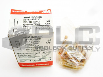 NEW BOX OF 25 3M MNG18BCMX GREASE FILLED BUTTON FILLED CONNECTOR 