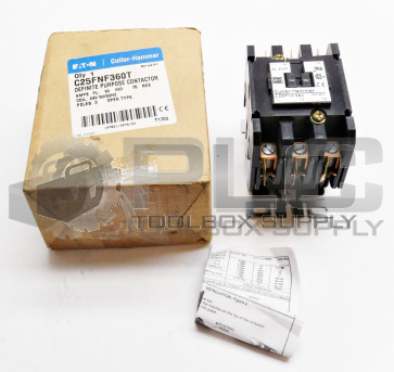 NEW IN BOX CUTLER HAMMER EATON C25FNF360T 3 POLE DEFINITE PURPOSE CONTACTOR OEM
