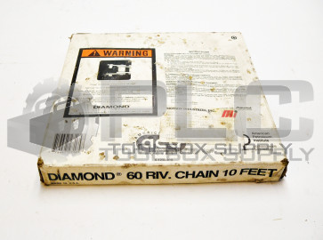 NEW DIAMOND CHAIN X-1233-010 CHAIN 60 RIVETED ROLLER 10FT