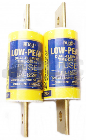 LOT OF 2 NEW BUSSMANN LPJ-125SP LOW PEAK DUAL ELEMENT TIME DELAY FUSE 600VAC 