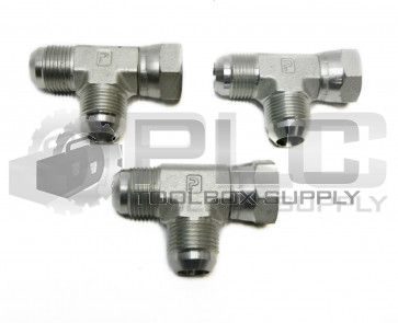 LOT OF 3 NEW PARKER HYDRAULIC TEE 1-1/16" FEMALE SWIVEL X 1-1/16" MALE JIC STEEL