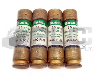 LOT OF 4 NEW BUSSMANN HAC-R-35 35AMP TIME-DELAY FUSES TYPE D 250V