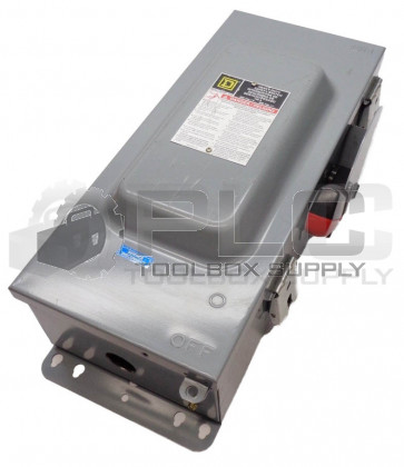 SQUARE D H363AWK SER F06 100AMP HEAVY DUTY SAFETY SWITCH 600VAC TYPE 3R 50/60HZ