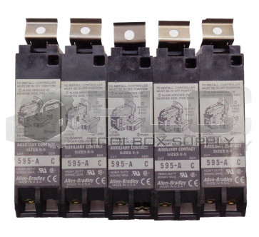 LOT OF 5 ALLEN BRADLEY 595-A SER C AUXILIARY CONTACTS SIZES 0-5