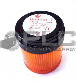 ALLEN BRADLEY 855T-B10GL5 STACK LIGHT FLASHING LED 120V AMBER LENS
