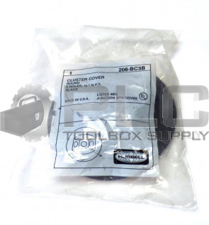 NEW HUBBELL 206-BC3B CLUSTER COVER ROUND 3 HOLES 1/2" N.P.T. BLACK