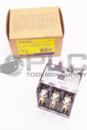 NEW SQUARE D 8910DPA33V02 /C CONTACTOR 600VAC MAX 30 AMP 110/120VAC COIL 50/60HZ