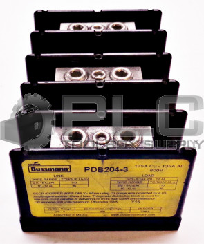BUSSMANN PDB204-3 POWER DISTRIBUTION BLOCK PDB2043 200 AMP MAX 600 VOLTS