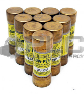 LOT OF 10 NEW BUSS LPJ-30SP LOW PEAK DUAL ELEMENT TIME DELAY FUSE 30AMP 600VAC