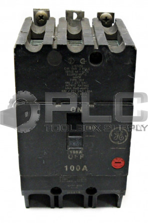 GENERAL ELECTRIC 100AMP CIRCUIT BREAKER, TYPE: TEY, 3POLE, TEY3100