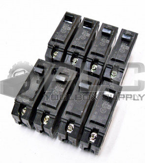 LOT OF 8 GENERAL ELECTRIC 20AMP CIRCUIT BREAKER, TYPE: THQL, 1POLE, THQL120