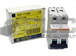 NEW SQUARE D MG17456 SUPPLEMENTARY PROTECTOR 15 AMP, 2 POLE, D CURVE, MG-17456