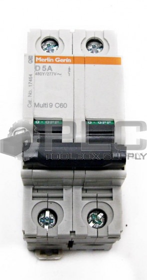NEW SQUARE D 17454 SUPPLEMENTARY PROTECTOR 5 AMP, 2 POLE, D CURVE, MG17454 
