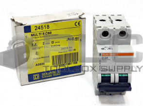 NEW SQUARE D 24518 SUPPLEMENTARY PROTECTOR 3 AMP, 2 POLE, D CURVE, MG24518