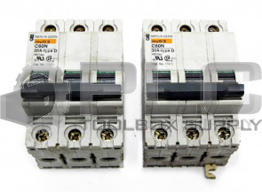 LOT OF 2 SQUARE D MERIN GERIN MG 17472 SUPPLEMENTARY PROTECTOR 30 AMP, 3 POLE