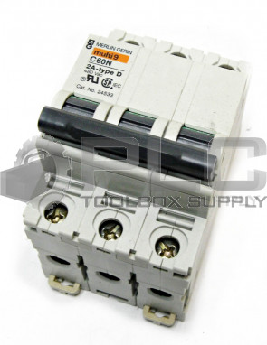 NEW SQUARE D MG 24533 SUPPLEMENTARY PROTECTOR 2 AMP, 3 POLE, D CURVE, MG-24533