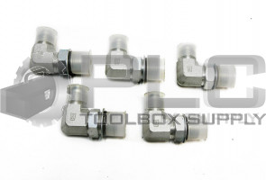 LOT OF 5 NEW HYDRAULIC ELBOW, 3/4" JIC X 7/8" O-RING CONNECTOR, 90 DEGREE; STEEL