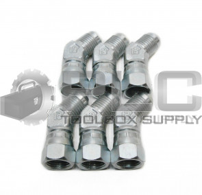 LOT OF 6 NEW PARKER 6 V6X-S SWIVEL 45 DEG ELBOW 3/8 JIC X 3/8 SWIVEL STEEL