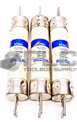 LOT OF 3 FERRAZ SHAWMUT TRS100R TRI-ONIC 100A 600VAC/DC TIME DELAY FUSE