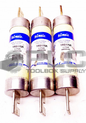 LOT OF 3 FERRAZ SHAWMUT TRS175R TRI-ONIC DUAL-ELEMENT TIME DELAY FUSE 175A 600V
