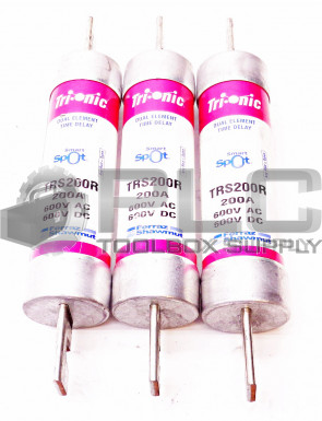 LOT OF 3 FERRAZ SHAWMUT TRS200R TRI-ONIC DUAL-ELEMENT TIME DELAY FUSE 200A 600