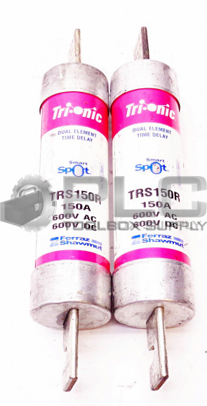 LOT OF 2 FERRAZ SHAWMUT TRS150R TRI-ONIC DUAL-ELEMENT TIME DELAY FUSE 150A 600AC