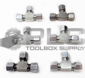 LOT OF 6 8-L DE E0 3/8" T-FITTING