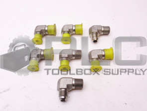 LOT OF 7 NEW PARKER 3/8" IN MALE 9/16" TAPERED MALE 90° ELBOW FITTING