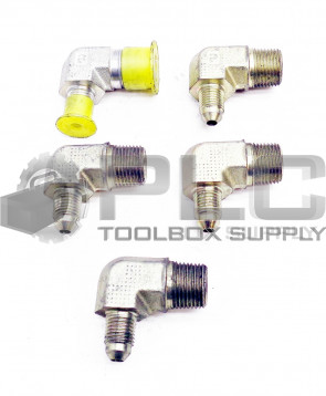 LOT OF 5 NEW PARKER 3/8" IN MALE 7/16" TAPERED MALE 90° ELBOW FITTING