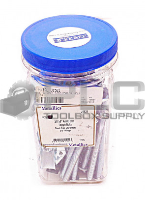 CONTAINER OF 33 NEW METALLICS J1521 3/8" RD HD SLOT TOGGLE BOLTS W/3/8" WINGS