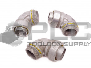 LOT OF 3 NEW 1 1/2" LIQUID-TIGHT 90° ELBOW CONNECTOR