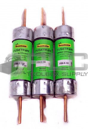 LOT OF 3 NEW BUSSMANN FRN-R-100 ENERGY EFFICIENT FUSES CLASS RK5