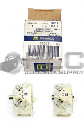 LOT OF 2 NEW SQUARE D 88001 SER H FINGER SAFE CONTACT BLOCK CLASS 9001 TYPE KA 2
